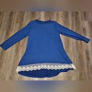 Blue Lace Trim Women's Top
